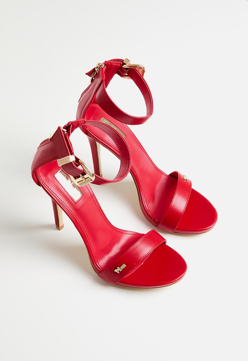 Plum - Buckle detail stiletto sandal - red 