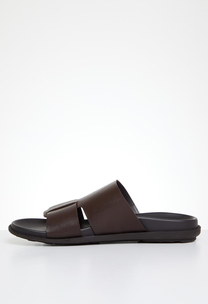 POLO - Double strap leather sandal - brown