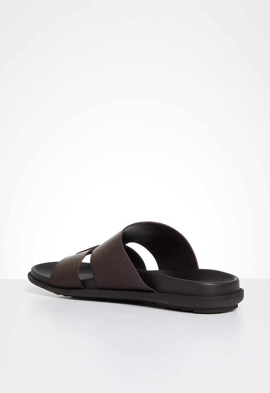 POLO - Double strap leather sandal - brown