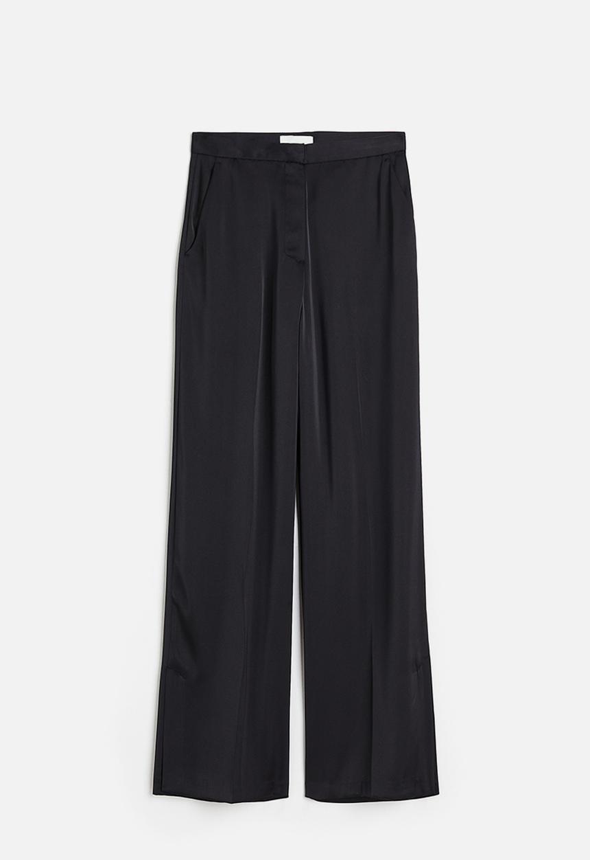 H&M - Wide satin trousers - black