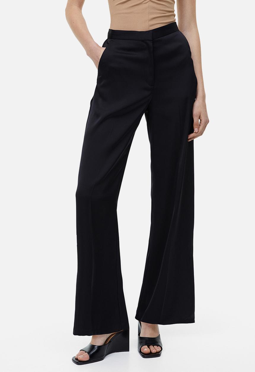 H&M - Wide satin trousers - black