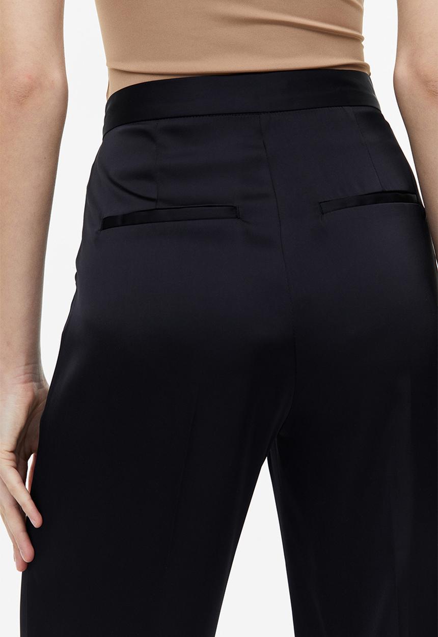H&M - Wide satin trousers - black