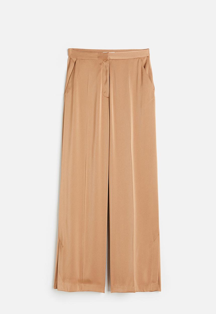 H&M - Wide satin trousers - dark beige