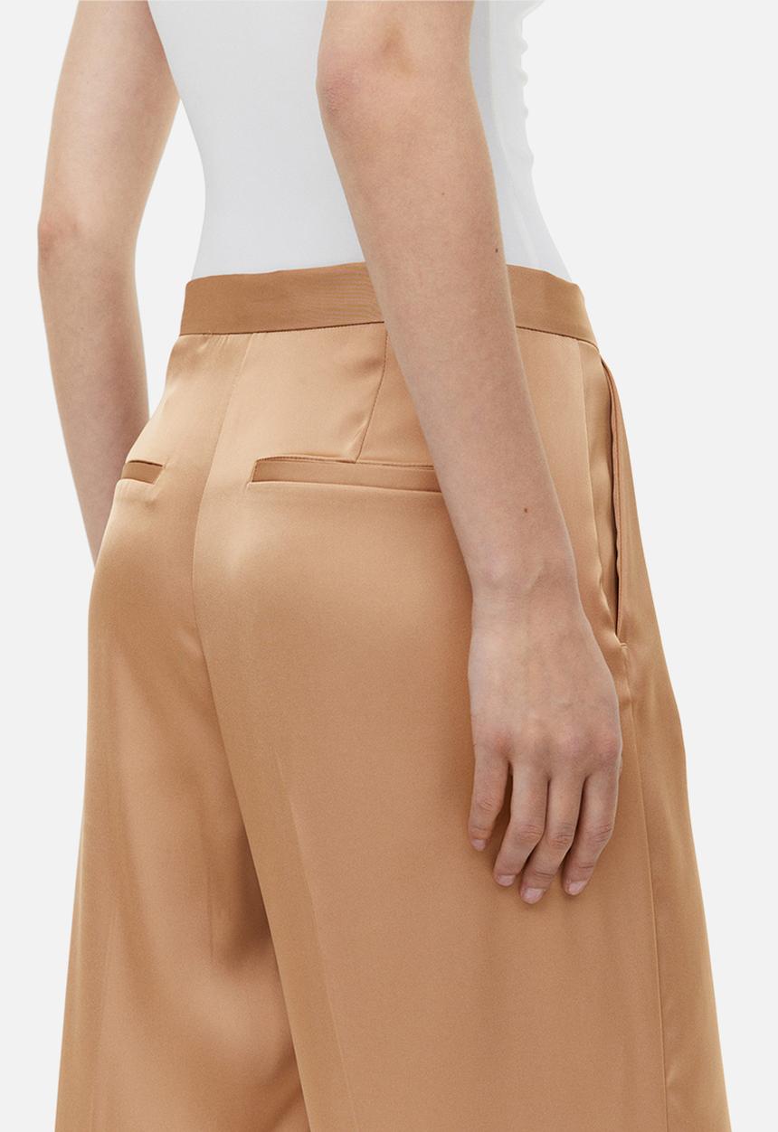 H&M - Wide satin trousers - dark beige
