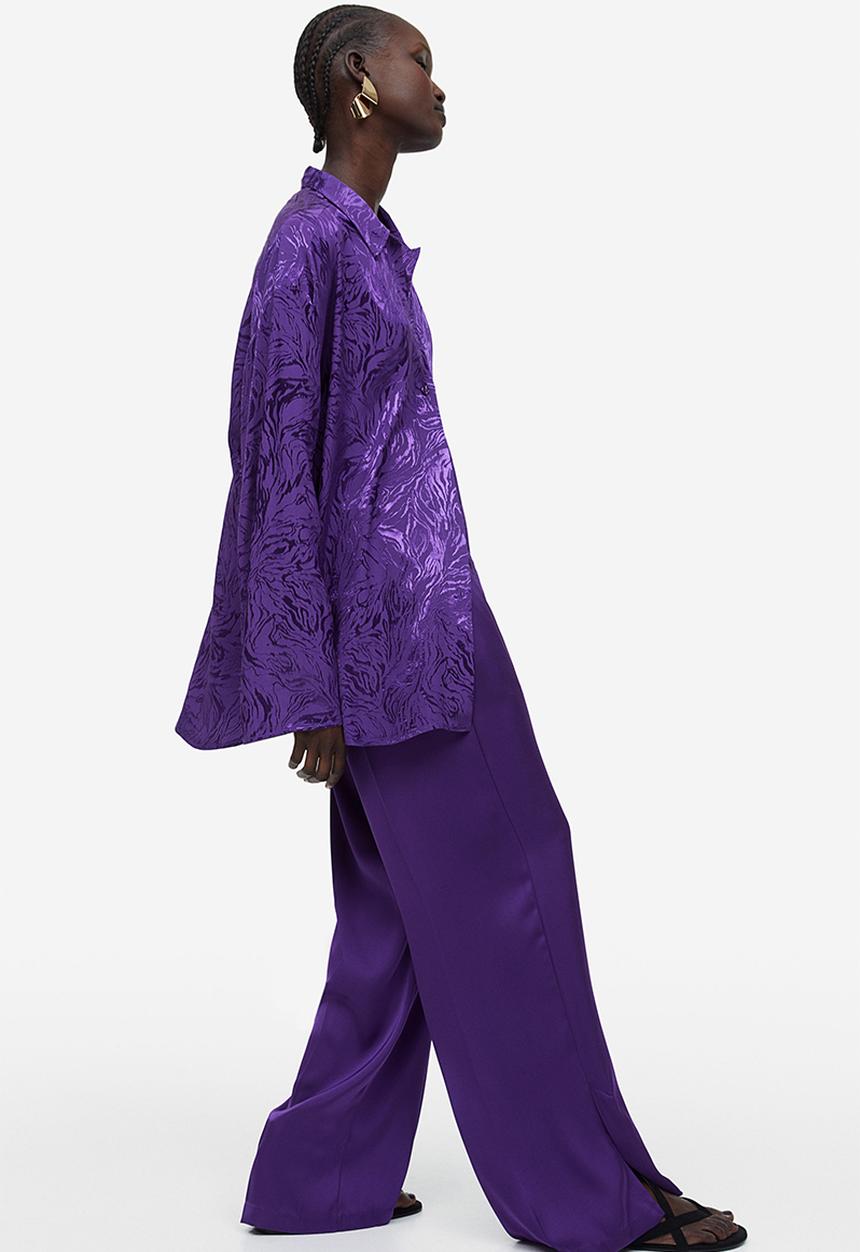 H&M - Wide satin trousers - purple
