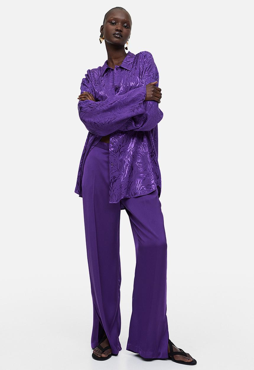 H&M - Wide satin trousers - purple