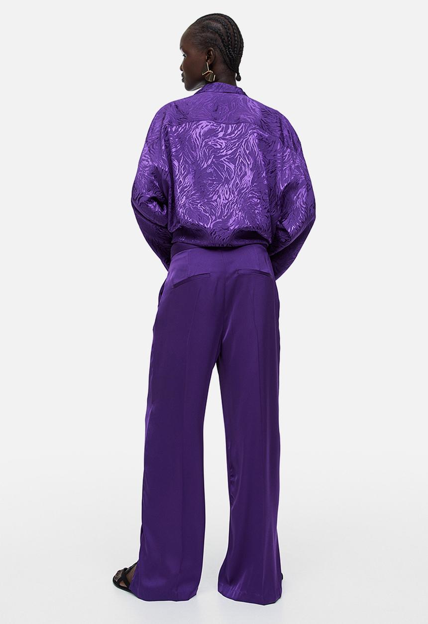 H&M - Wide satin trousers - purple