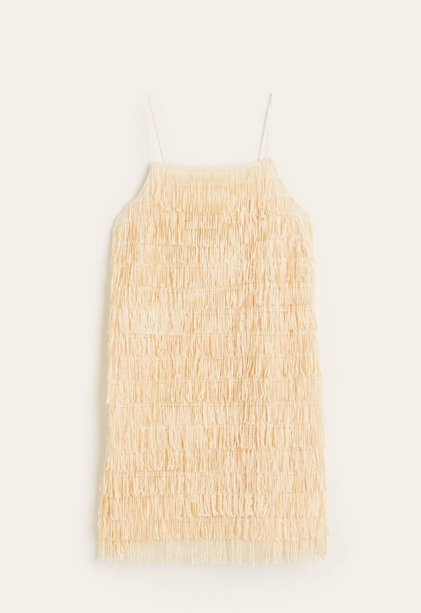 H&M - Sequin-fringed dress - light beige