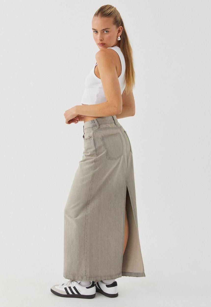 Supré  - Cali denim maxi skirt - grunge grey