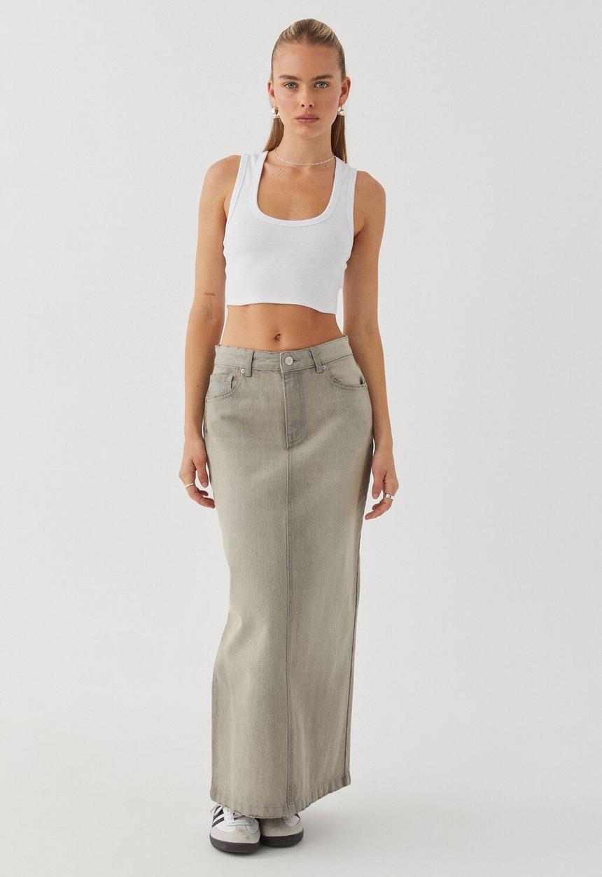 Supré  - Cali denim maxi skirt - grunge grey