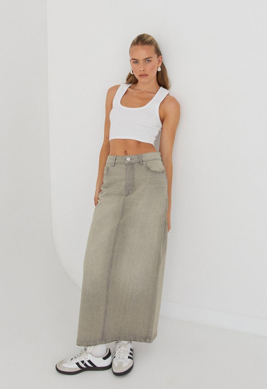 Supré  - Cali denim maxi skirt - grunge grey