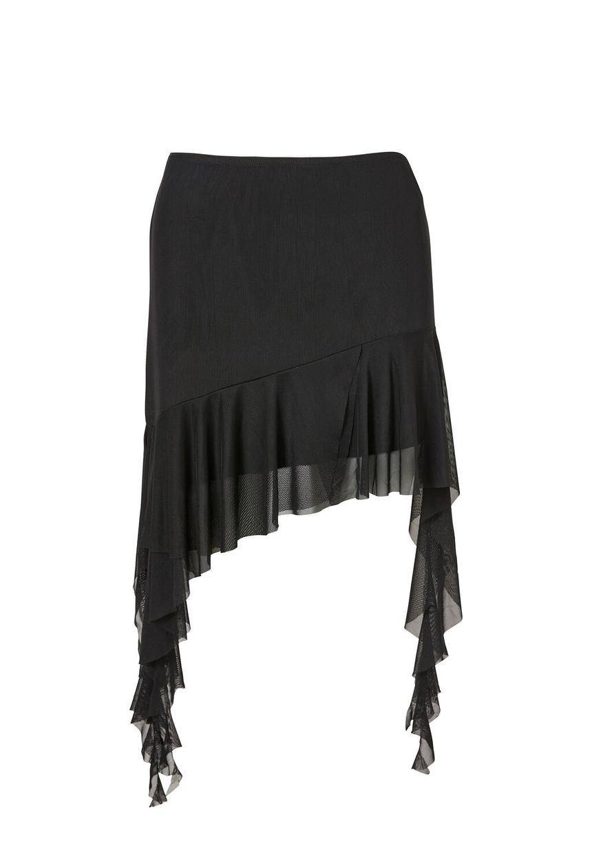 Supré  - Giselle asymmetric mesh skirt - black
