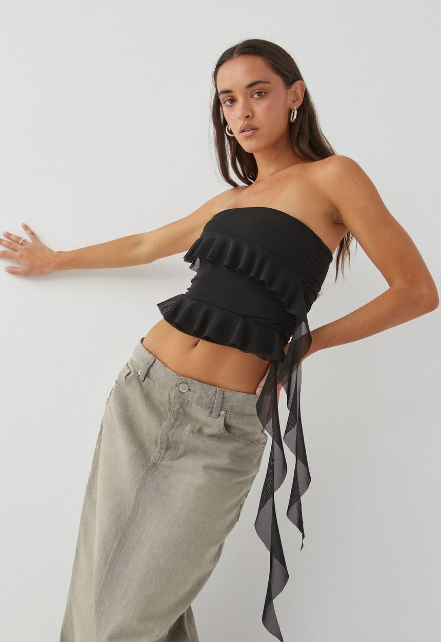 Supré  - Giselle strapless frill top - black