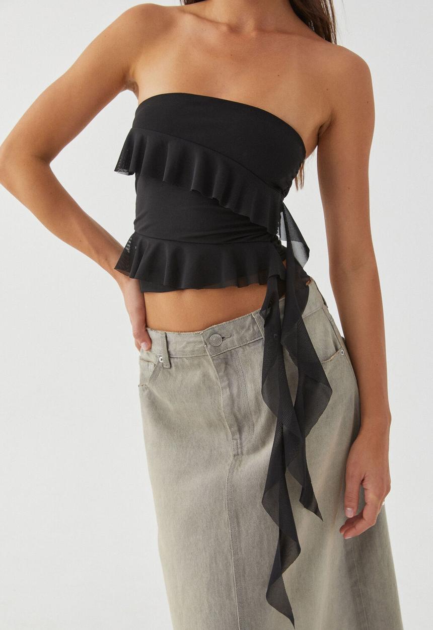 Supré  - Giselle strapless frill top - black