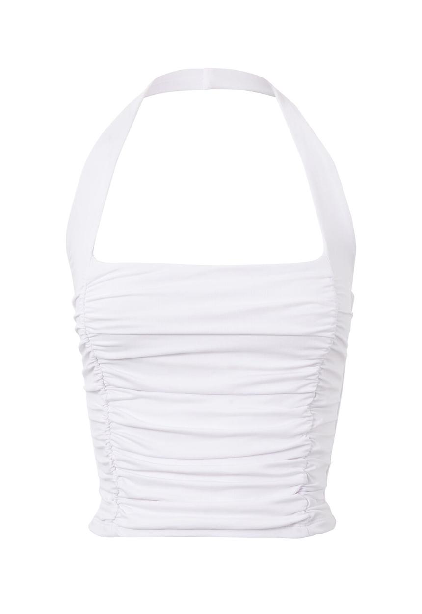 Supré  - Summer ruched halter top - white