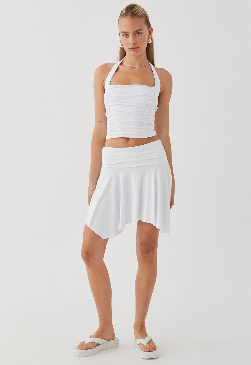 Supré  - Summer ruched halter top - white