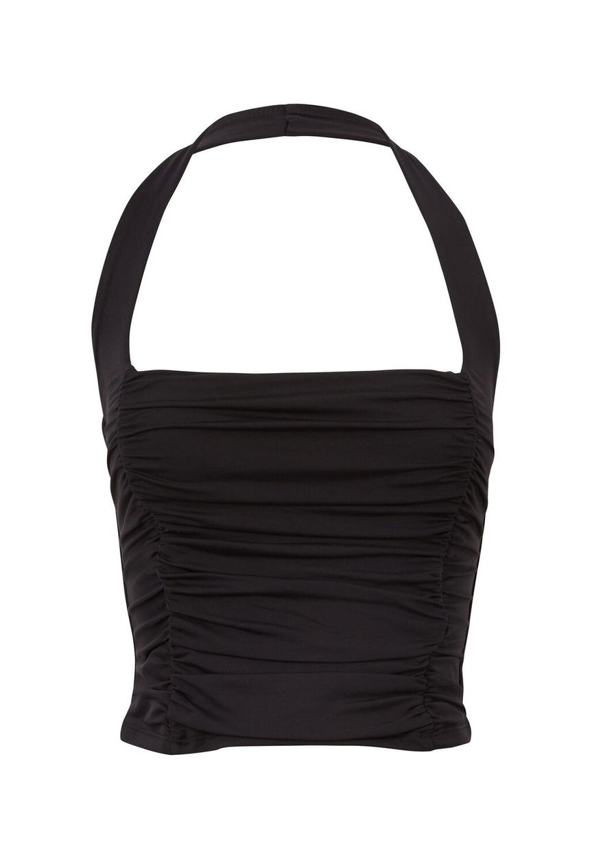 Supré  - Summer ruched halter top -  black