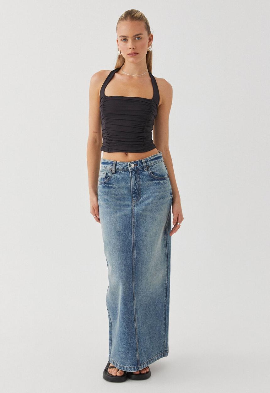 Supré  - Summer ruched halter top -  black
