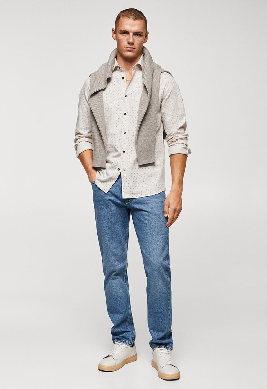 MANGO - Shirt lagnes - beige