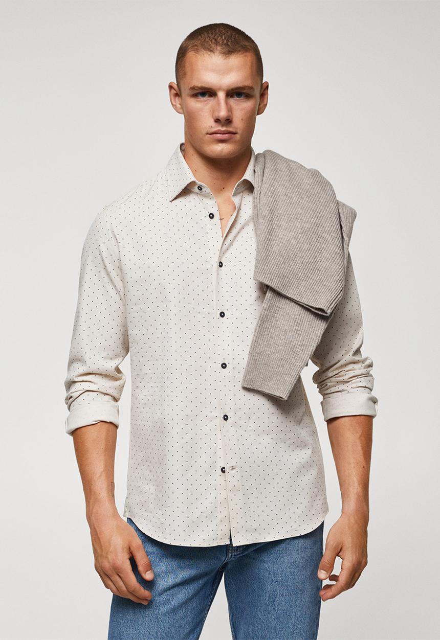MANGO - Shirt lagnes - beige