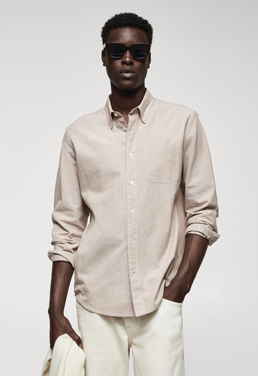MANGO - Shirt oxford - beige
