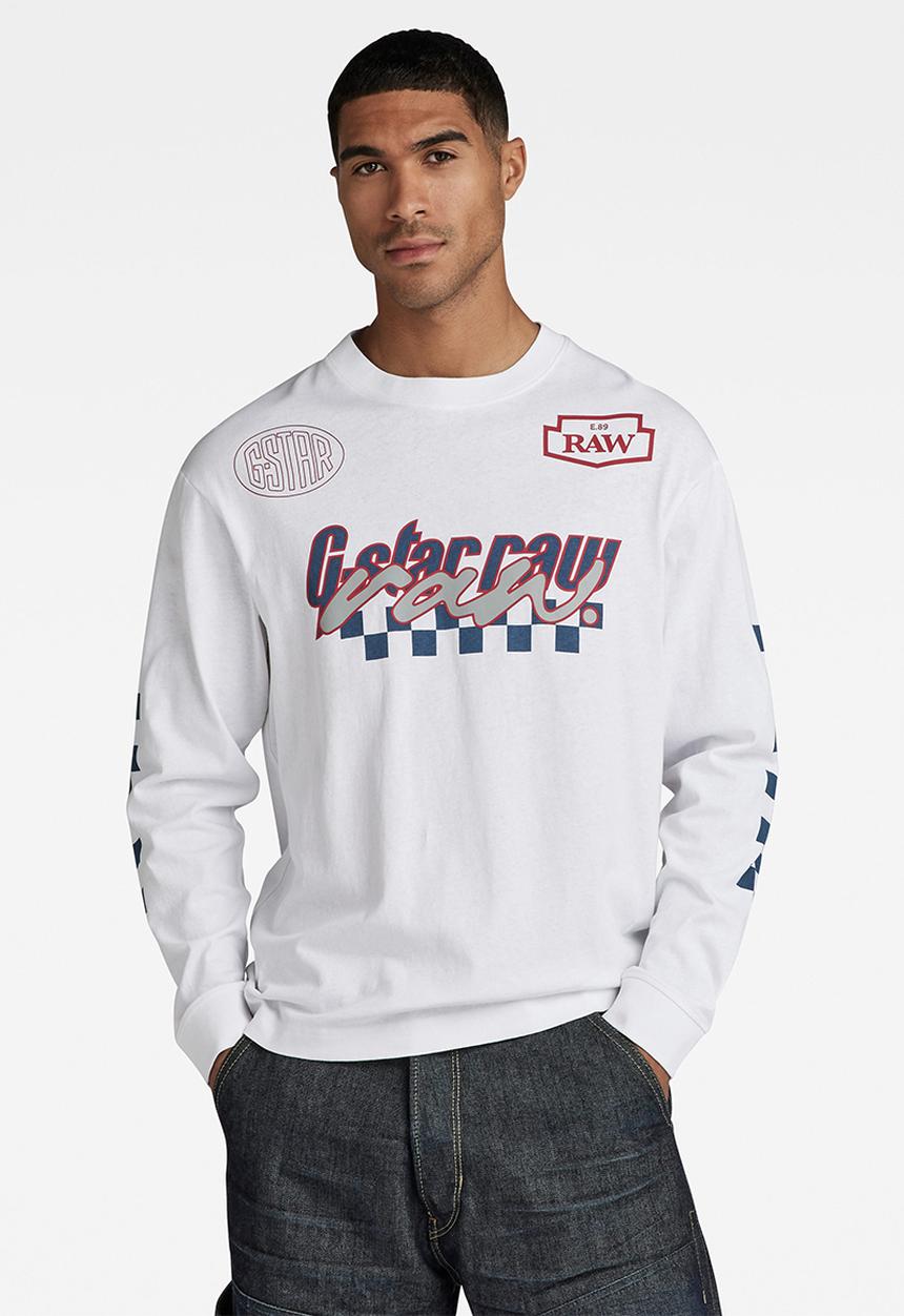 G-STAR - Moto boxy graphic long sleeve  Dry jersey o - white