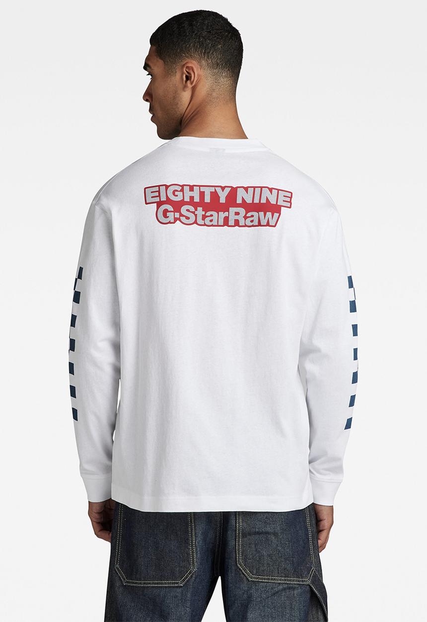 G-STAR - Moto boxy graphic long sleeve  Dry jersey o - white