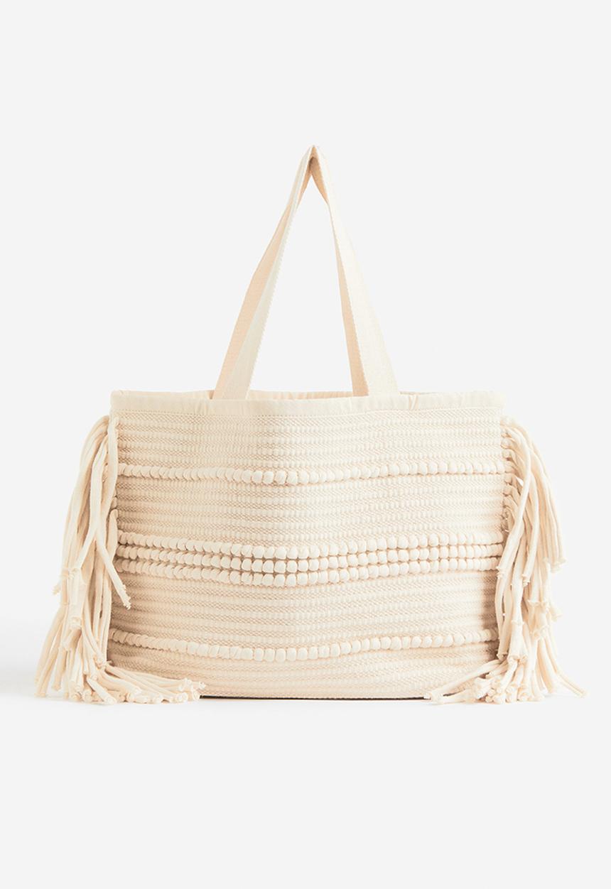 H&M - Jacquard-weave shopper - cream