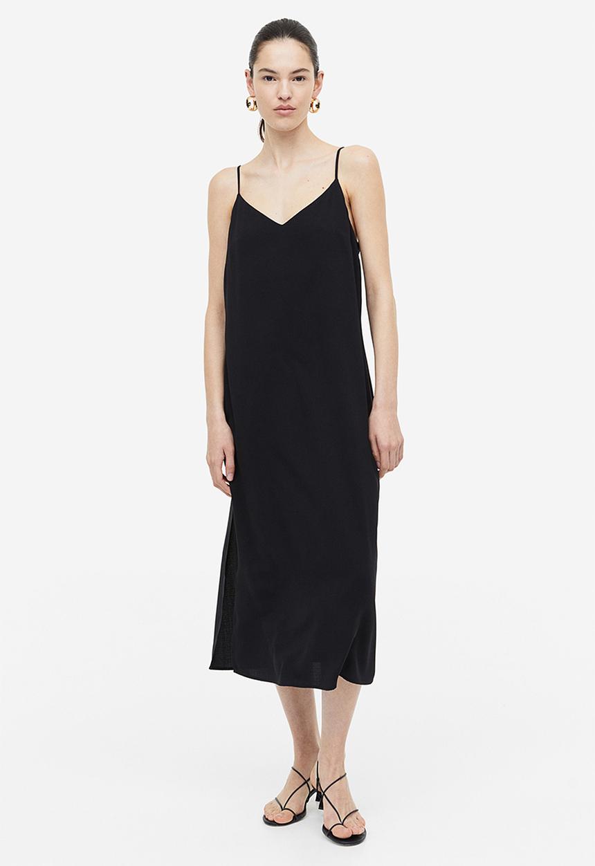 H&M - Crêpe slip dress - black