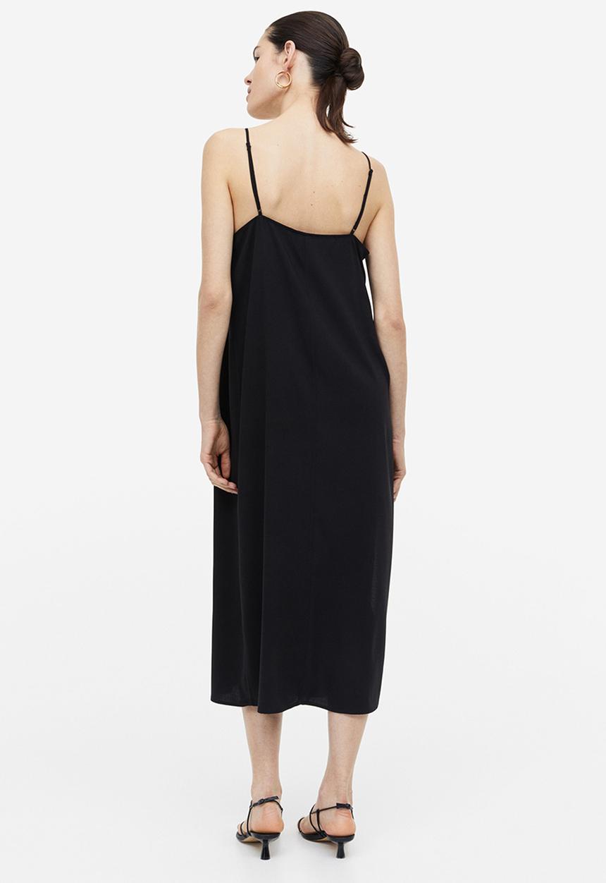 H&M - Crêpe slip dress - black