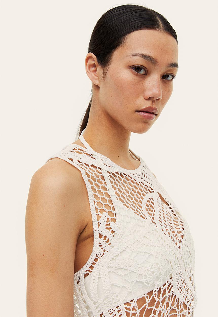 H&M - Crochet-look top - white