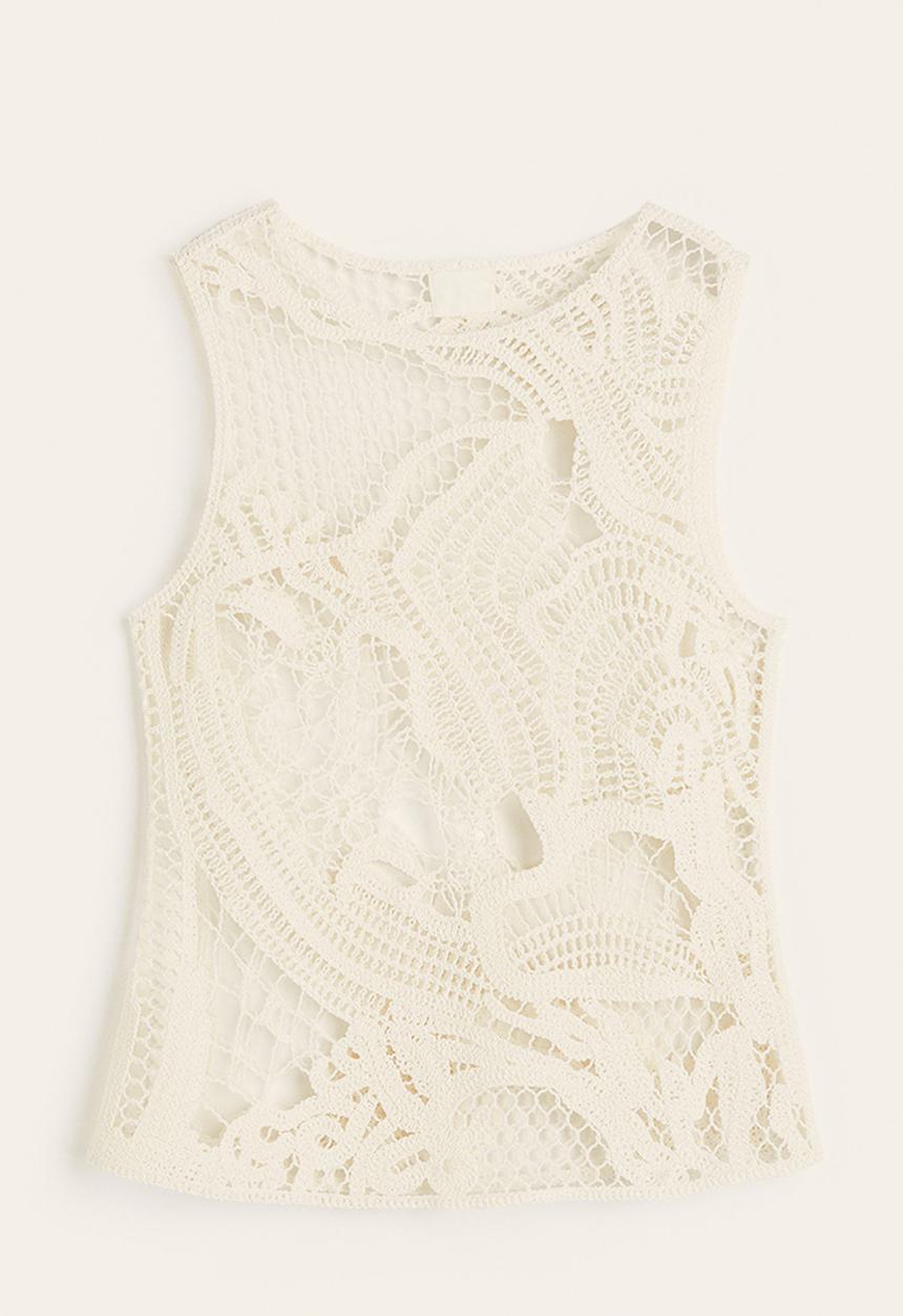 H&M - Crochet-look top - white