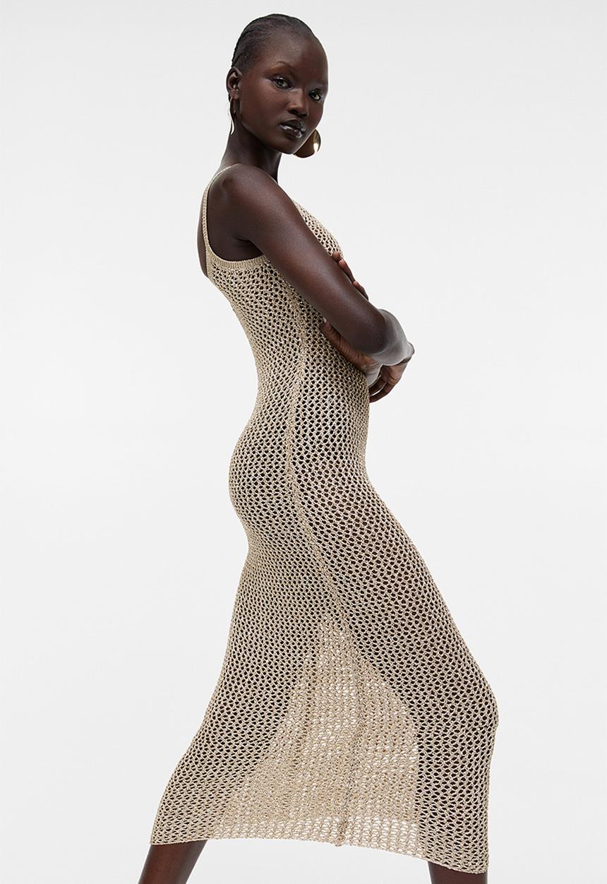 H&M - Crochet-look dress - beige