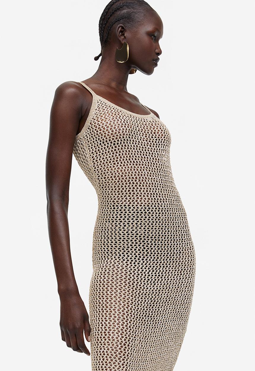 H&M - Crochet-look dress - beige