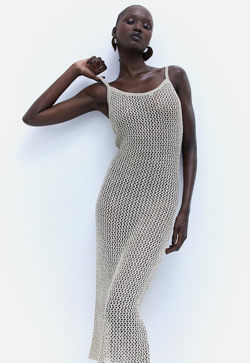 H&M - Crochet-look dress - beige