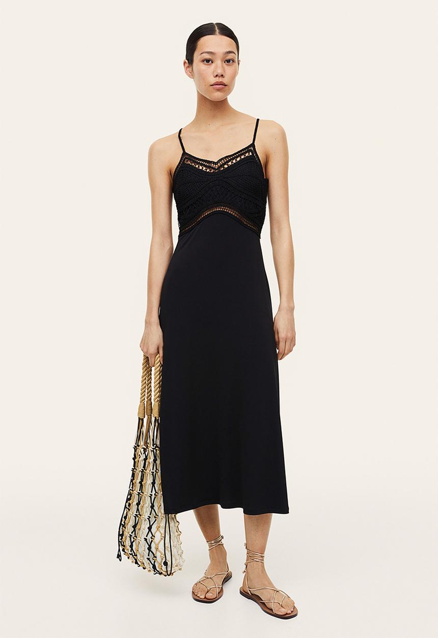 H&M - Crochet-look dress - black