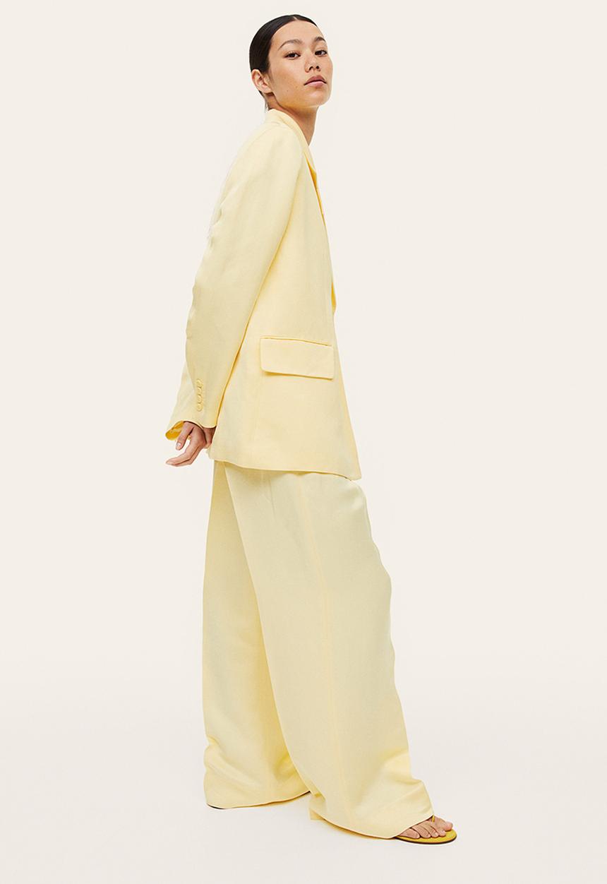 H&M - Linen-blend tailored trousers - pale yellow