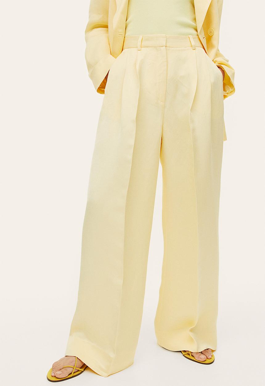 H&M - Linen-blend tailored trousers - pale yellow