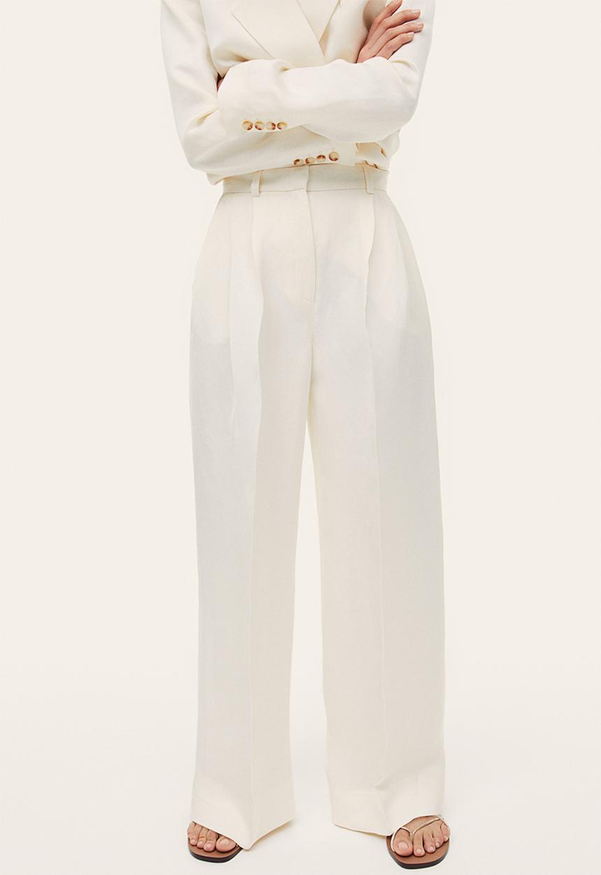 H&M - Linen-blend tailored trousers - white