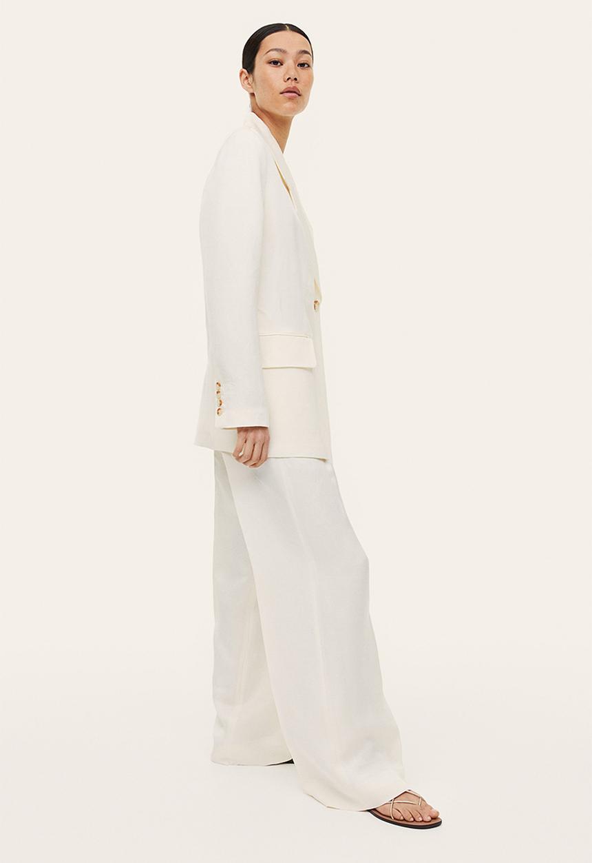 H&M - Linen-blend tailored trousers - white