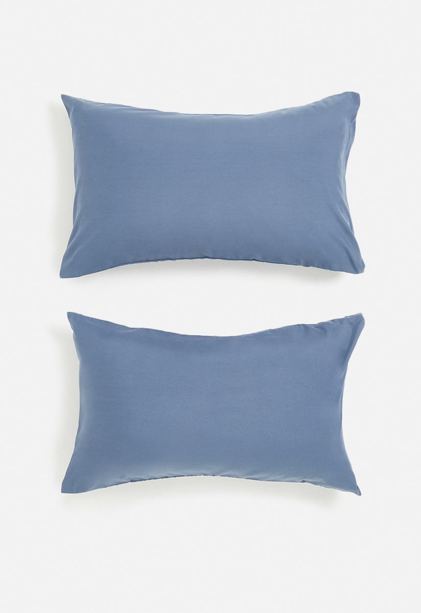 Sixth Floor - Recycled microfibre standard pillowcase set - steel blue