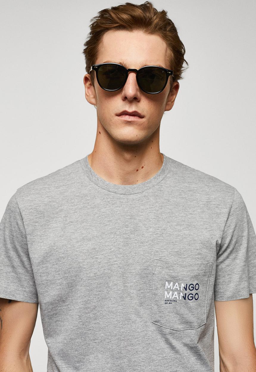 MANGO - T-shirt logopok-h - medium grey
