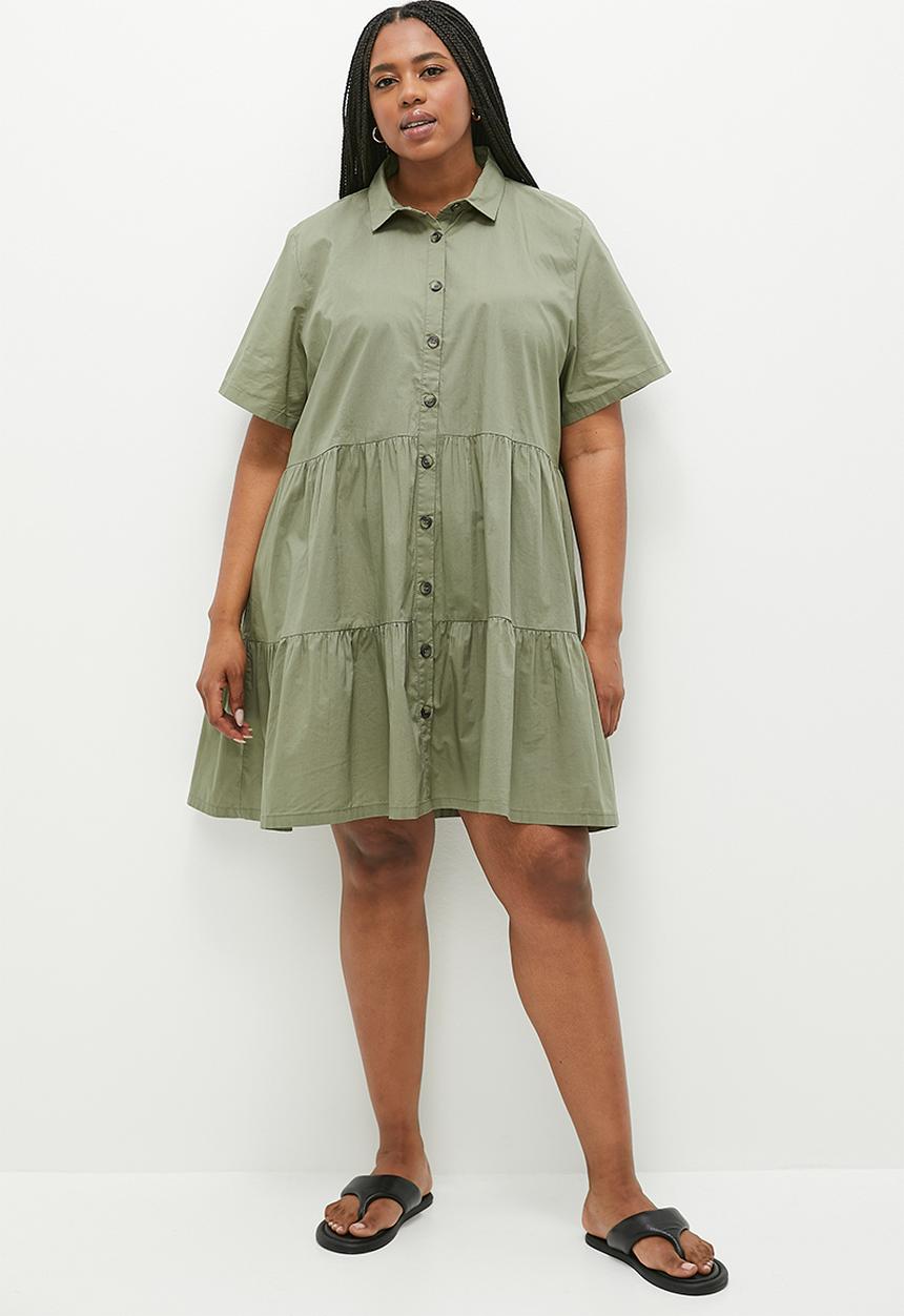 Cotton On - Plus noah mini shirt dress - khaki