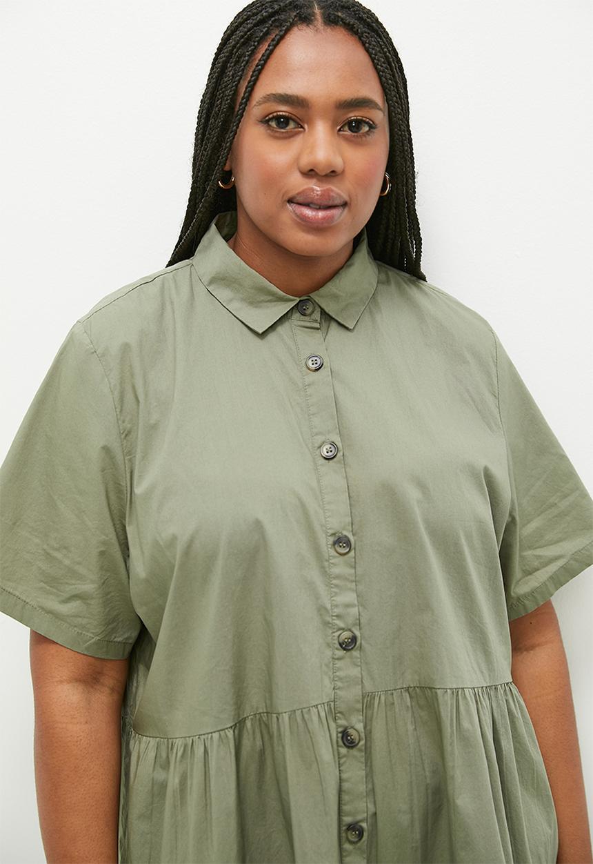 Cotton On - Plus noah mini shirt dress - khaki