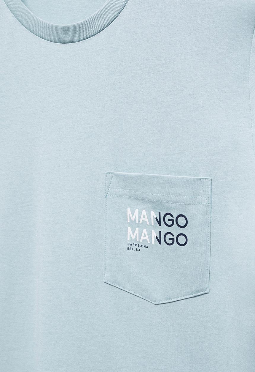 MANGO - T-shirt logopok-h - sky blue