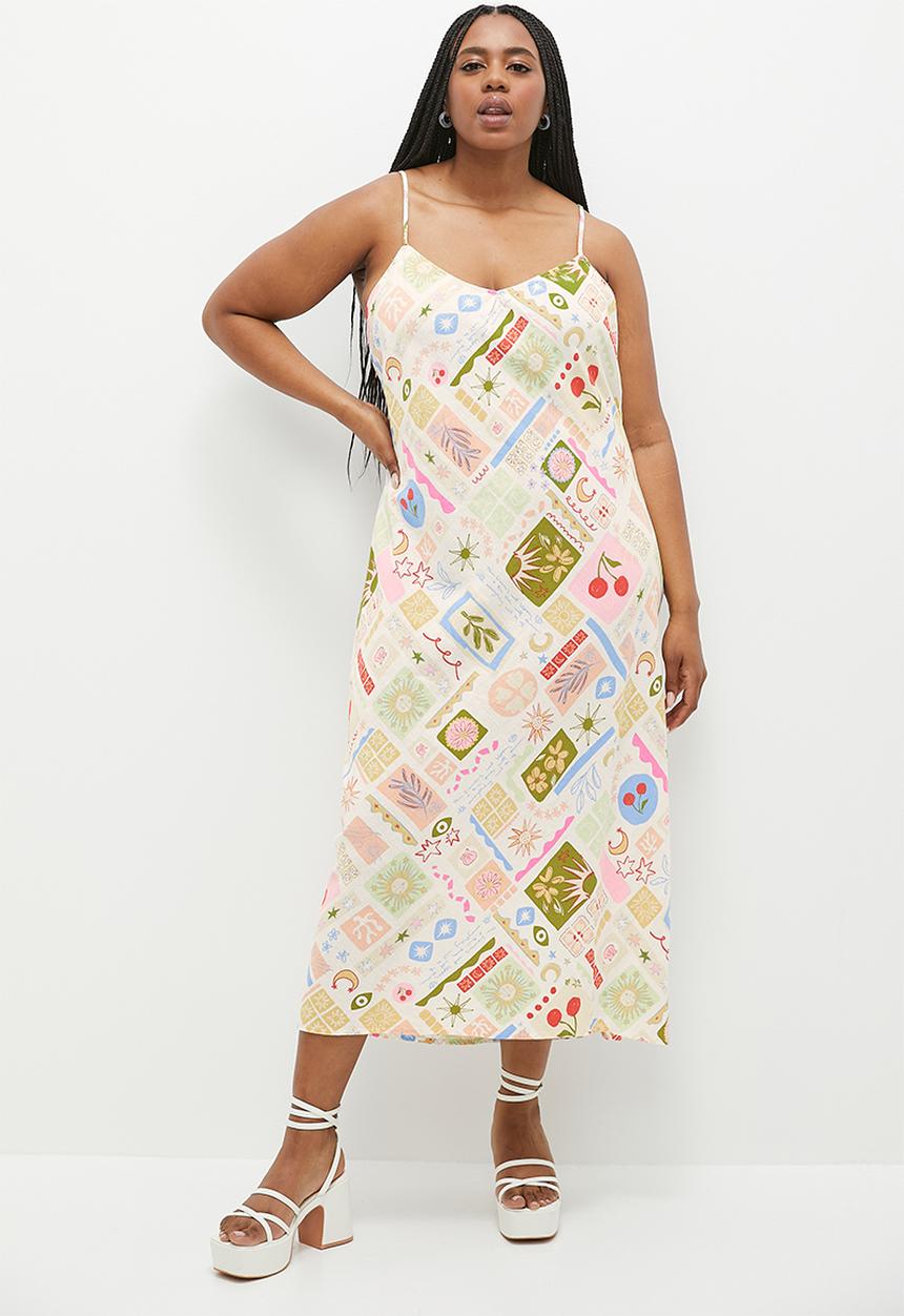 Cotton On - Plus haven slip midi dress - summer solstice white
