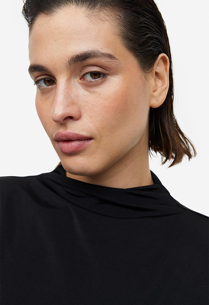 H&M - Draped shoulder-pad top - black