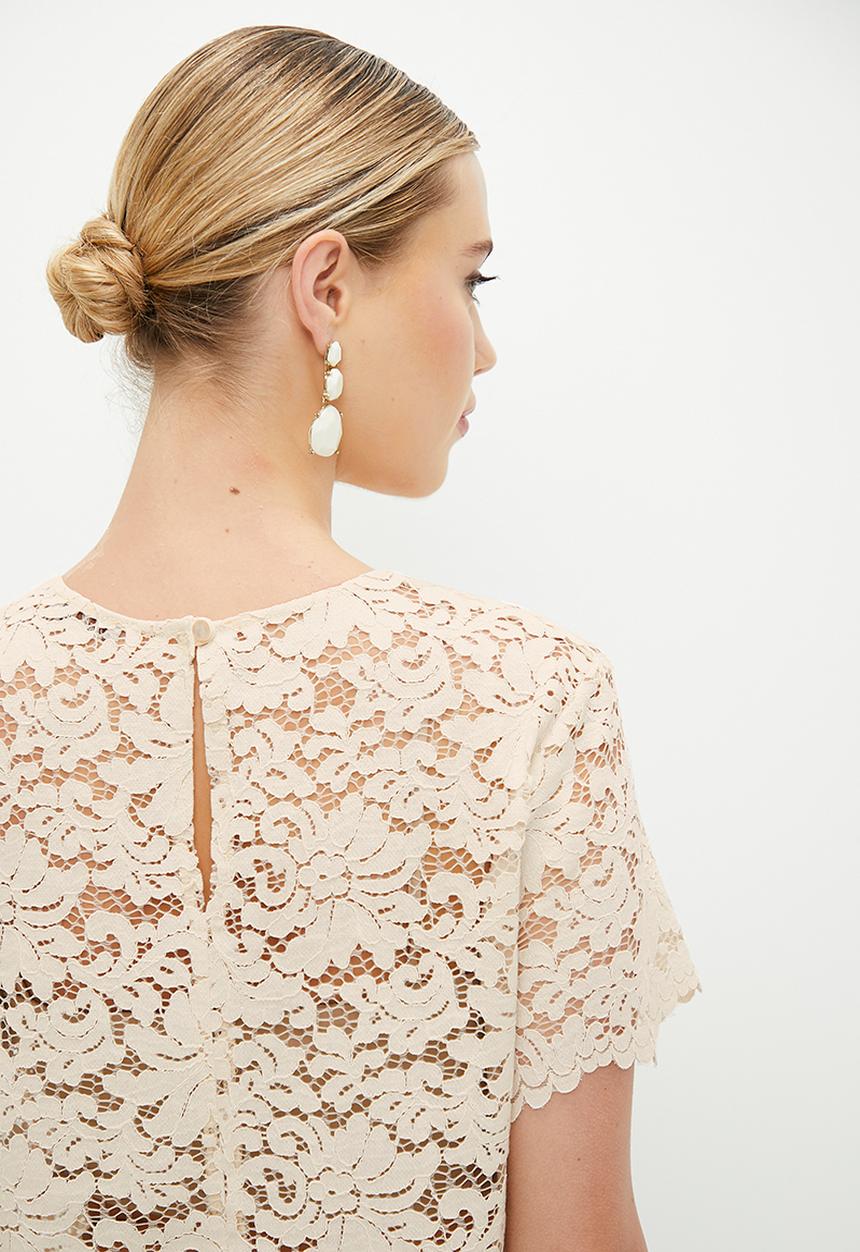 MILLA - Lace shell - buttermilk