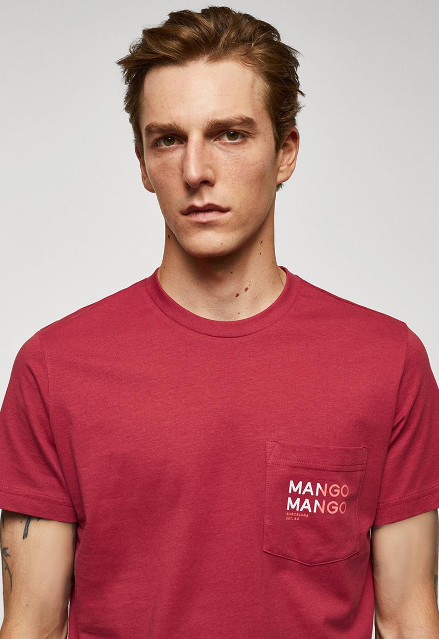 MANGO - T-shirt logopok-h - red