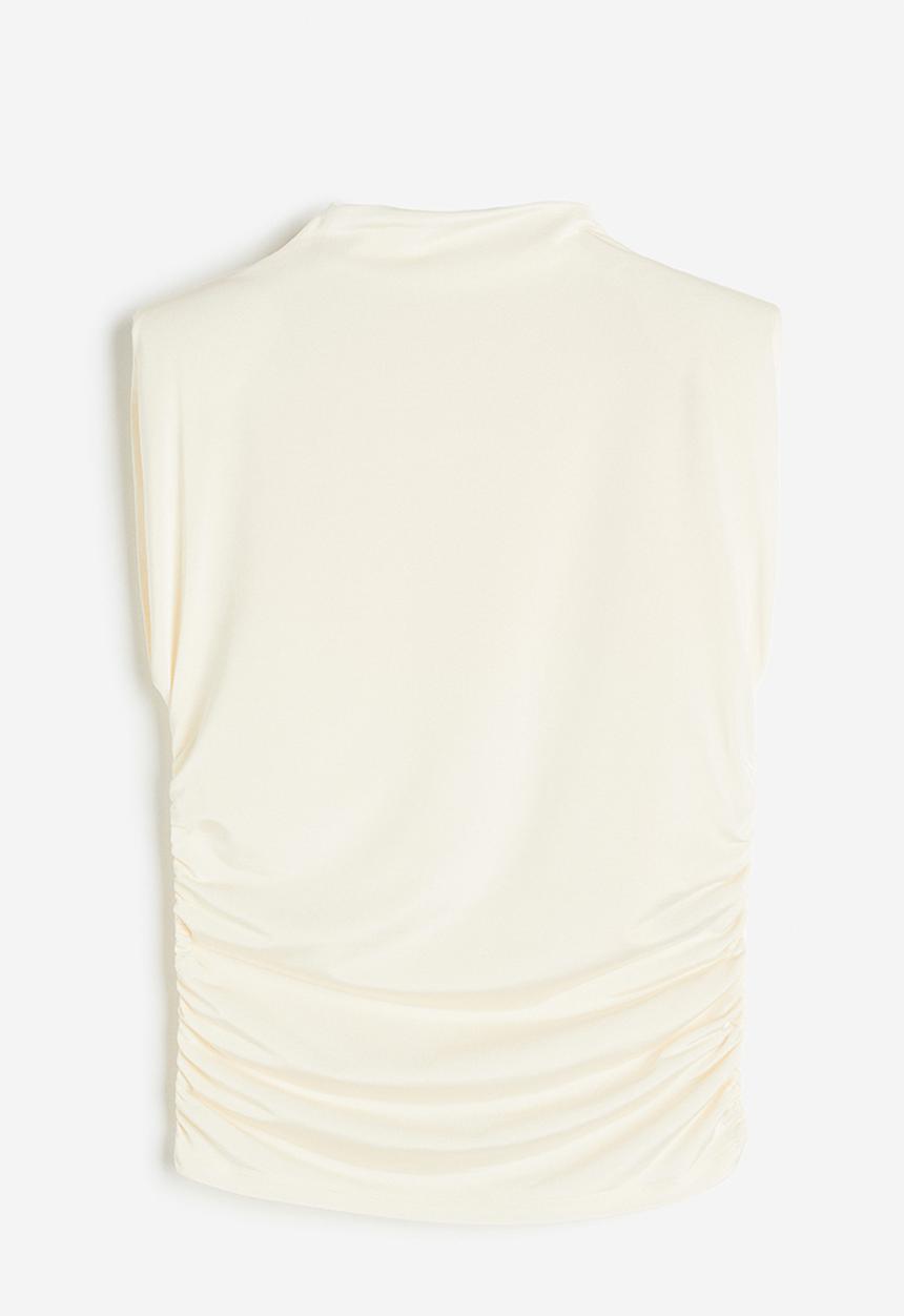 H&M - Draped shoulder-pad top - white